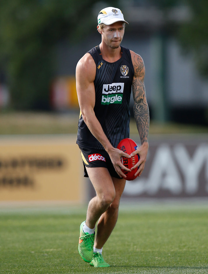 AFL 2015 Training - Richmond 271115 MELBOURNE, AUSTRALIA - NOVEMBER 27: Nathan Broad of the Tigers in action during the Richmond Tigers training session at Punt Road Oval, Melbourne on November 27, 2015. (Photo: Michael Willson/AFL Media)